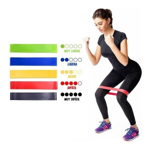 Banda Elastica de Resistencia Para Ejercicios, Set 5 Piezas