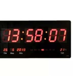 Reloj digital de pared 47 X 23 Cm Temperatura / Calendario