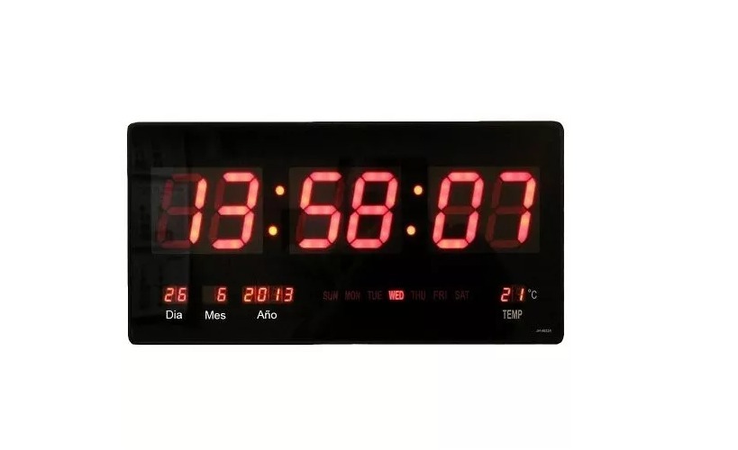 Reloj digital de pared 47 X 23 Cm Temperatura / Calendario