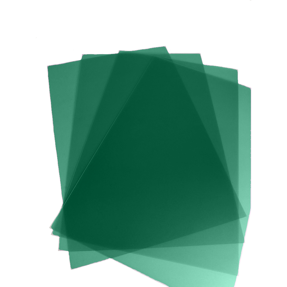 Mica para encuadernar Carta (Gofrada Verde) 300 micrones (50 Unidades).